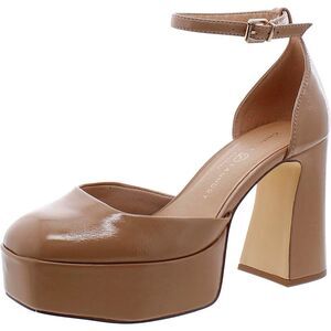 Chinese Laundry Tan Platform Ankle Strap Block Heel Pumps